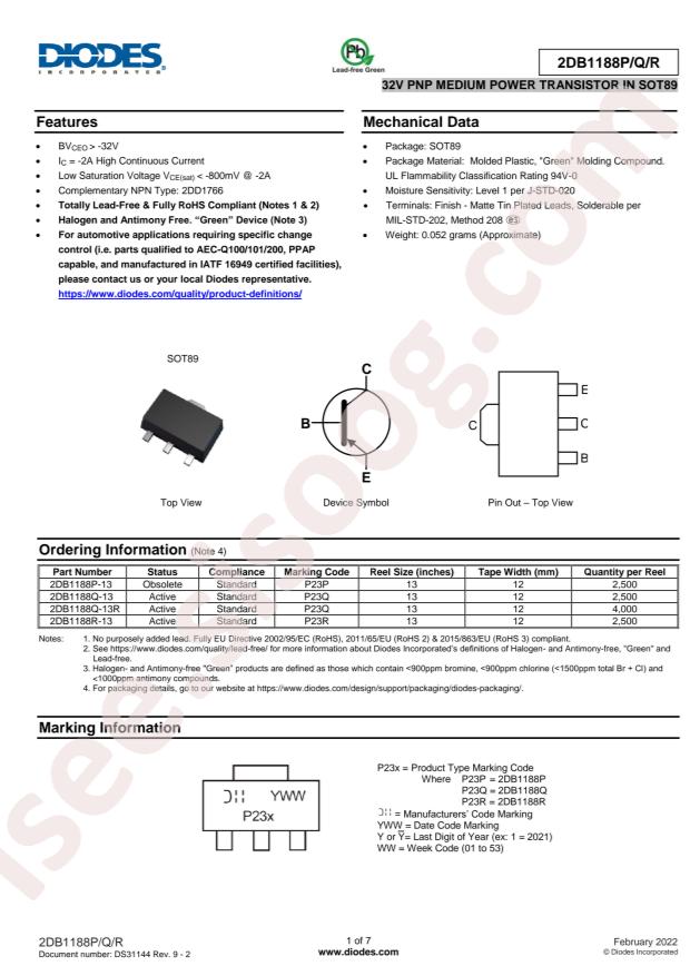 DIODES 2DB1188R-13