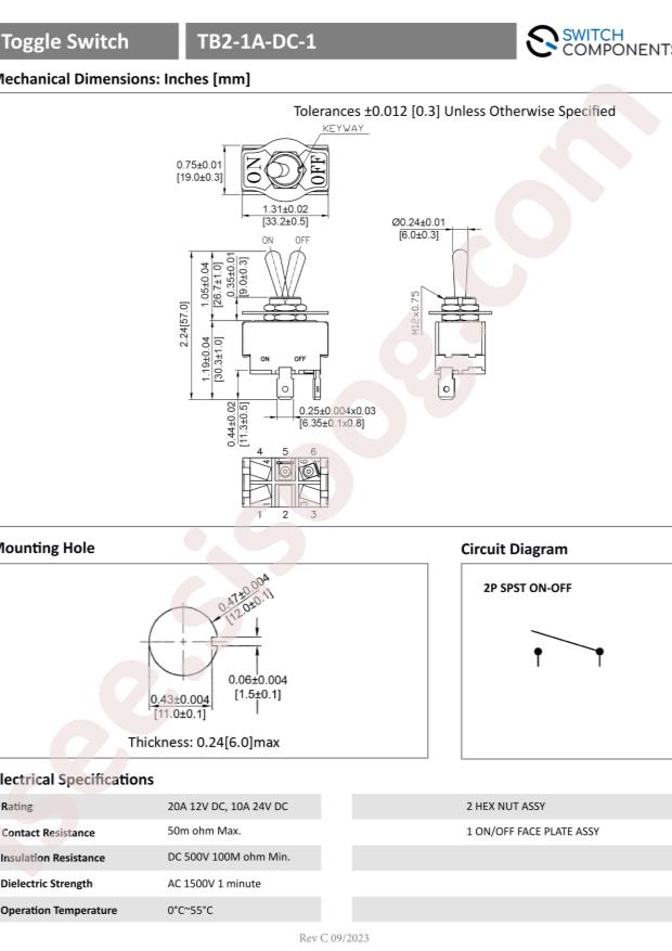 Switch Components TB2-1A-DC-1