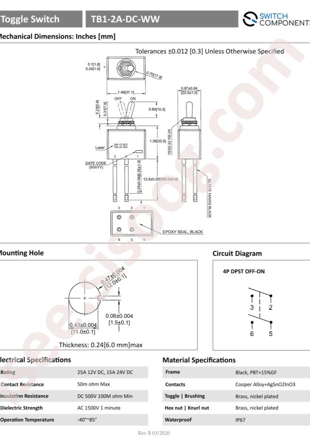 Switch Components TB1-2A-DC-WW