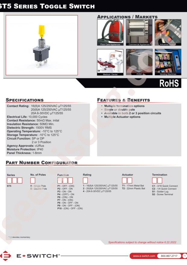 E-Switch ST5SP81T2C2