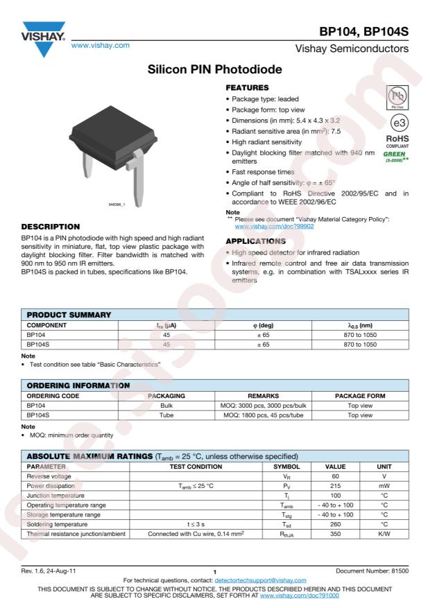 VISHAY BP104S