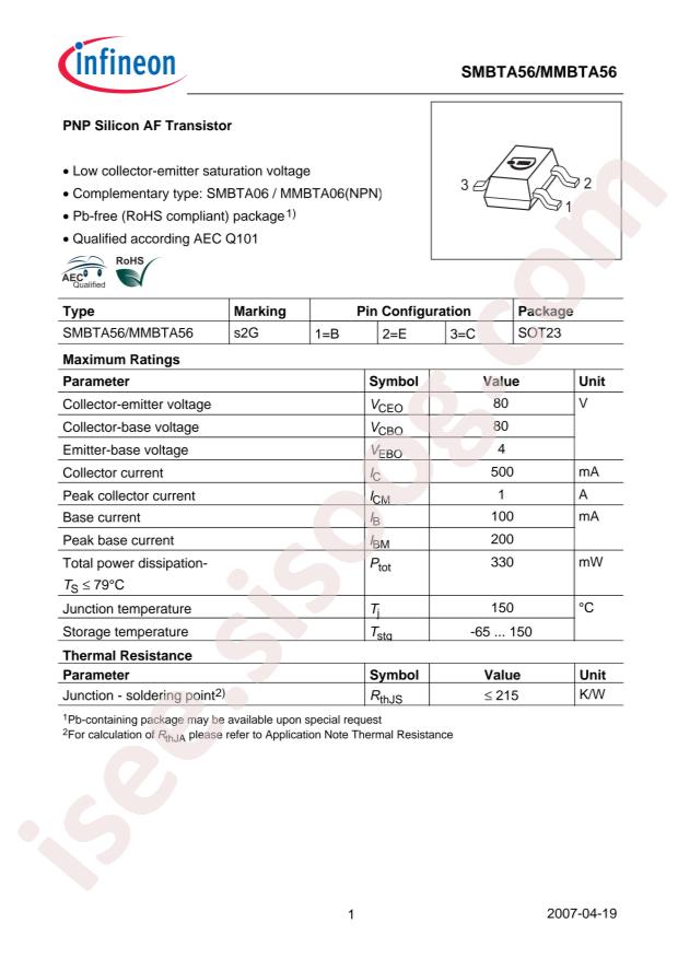 Infineon SMBTA 56 E6327