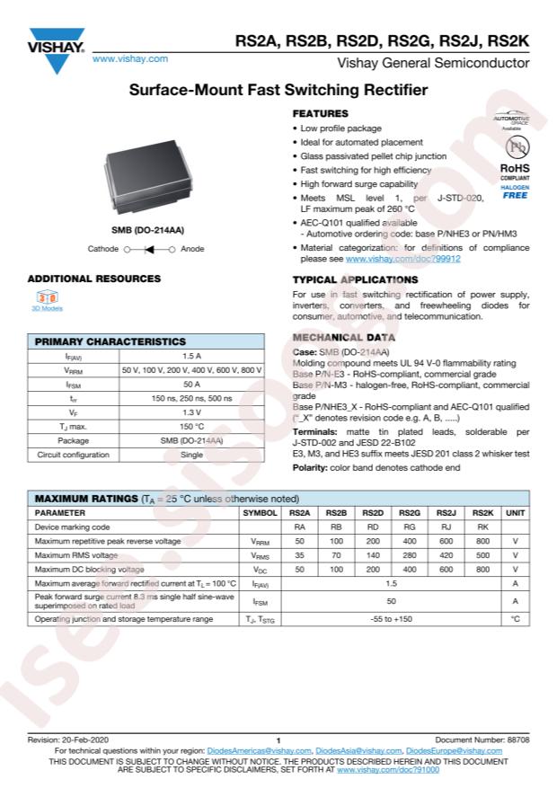 VISHAY RS2G-E3/5BT
