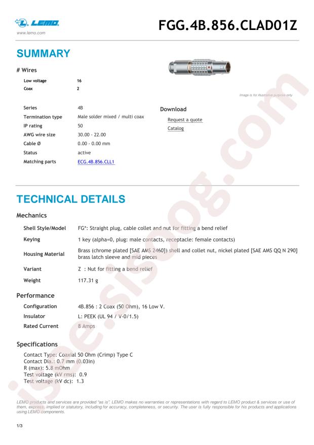 LEMO FGG.4B.856.CLAD01Z