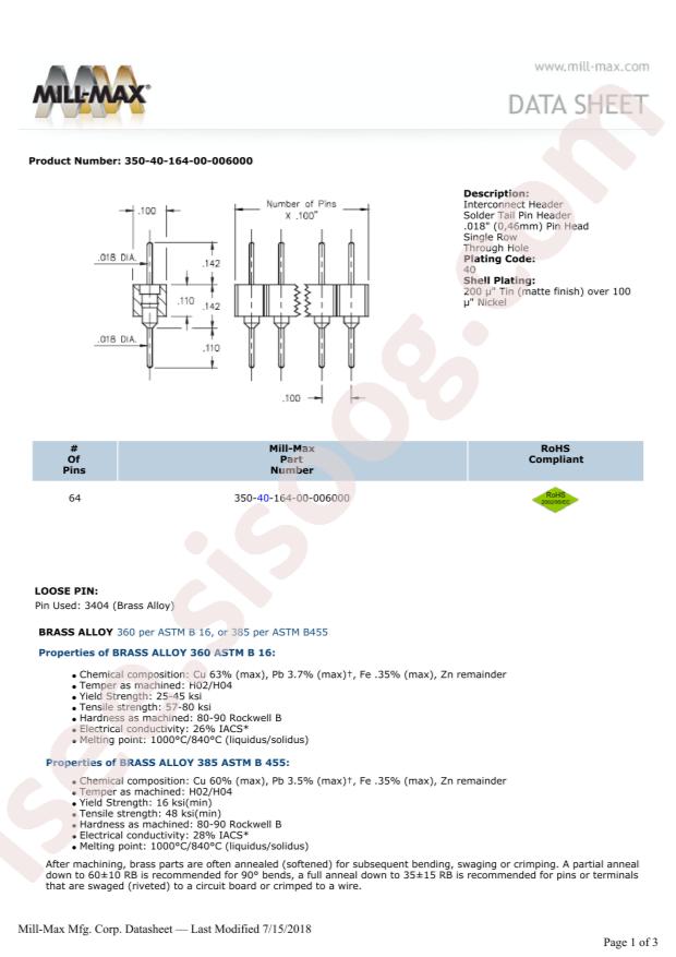 Mill-Max Mfg. Corp. 350-40-164-00-006000