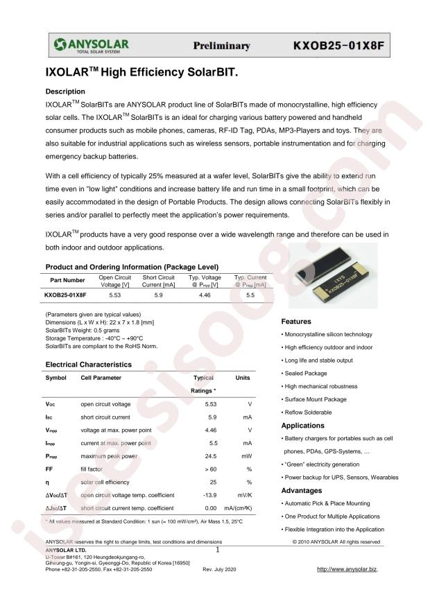 ANYSOLAR KXOB25-01X8F-TR