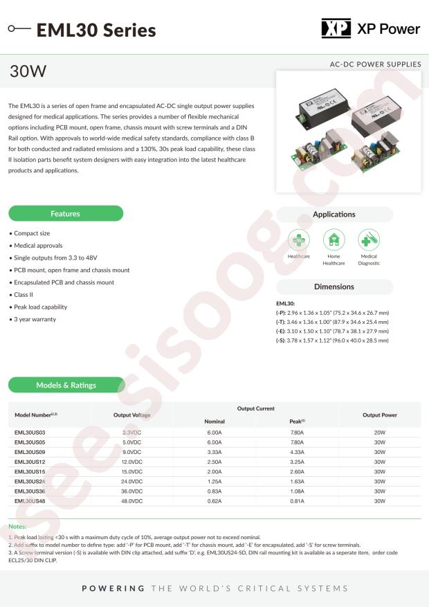 XP Power EML30US48-P