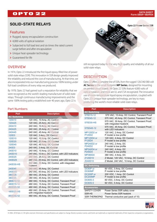 OPTO 22 SSR-THERMOPAD