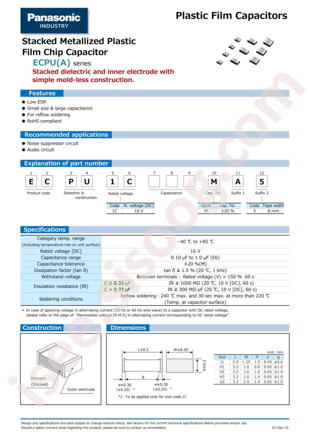 PANASONIC ECP-U01105MA5