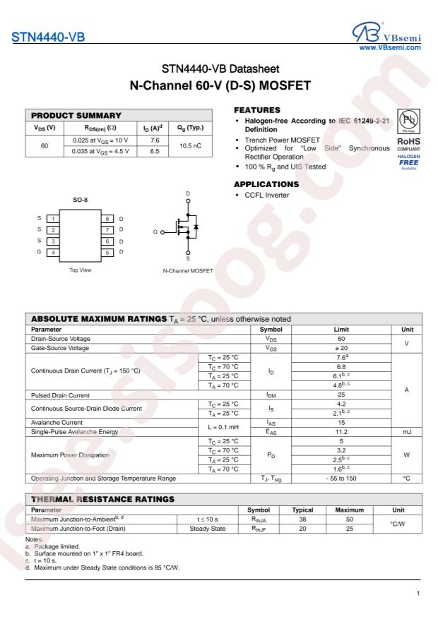 VBsemi Elec STN4440-VB