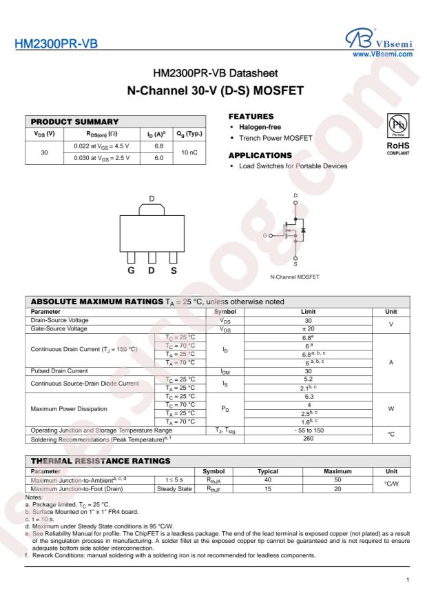 VBsemi Elec HM2300PR-VB