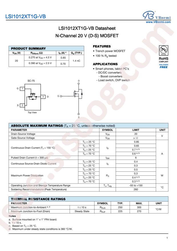 VBsemi Elec LSI1012XT1G-VB