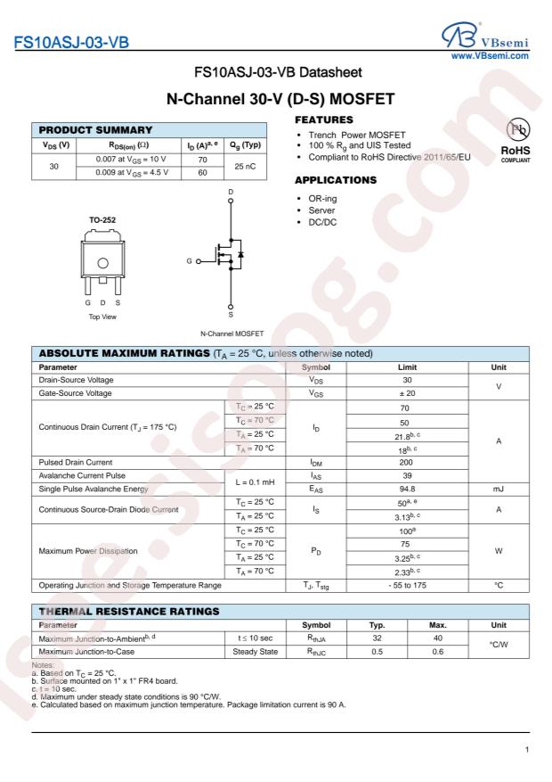 VBsemi Elec FS10ASJ-03-VB