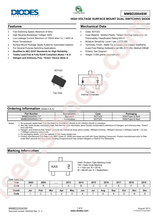 DIODES MMBD2004SWQ-7-F