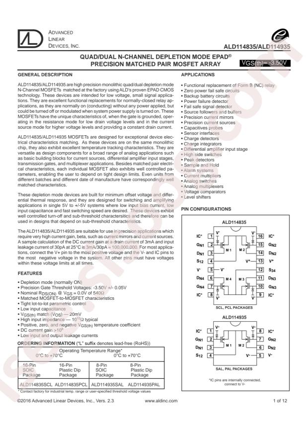 Advanced Linear Devices ALD114935SAL