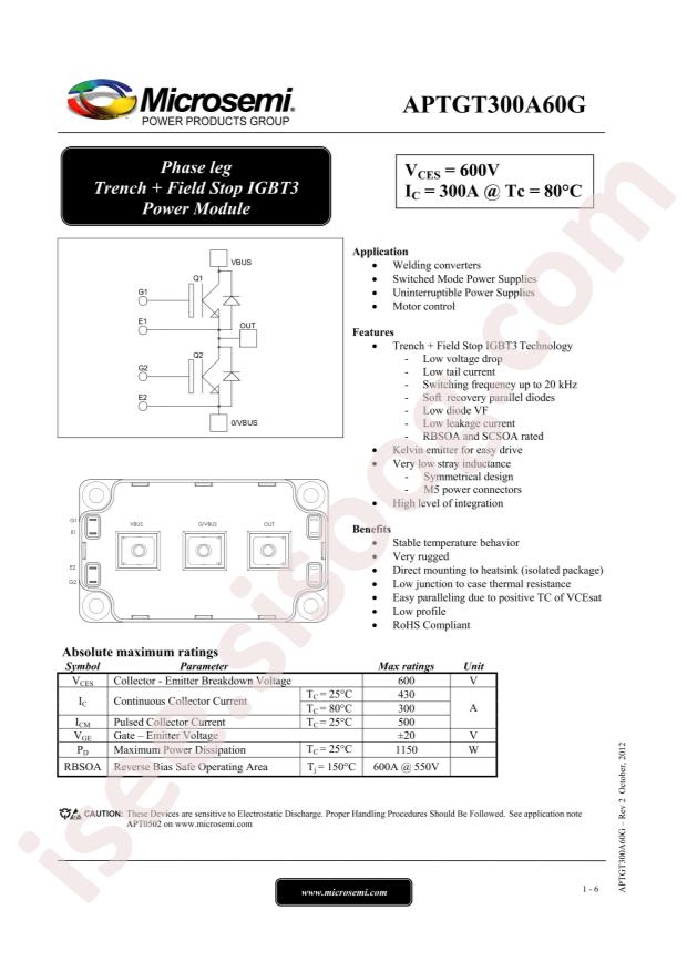 MICROCHIP APTGT300A60G