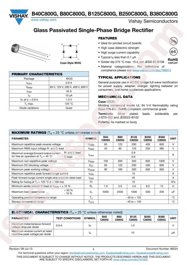 VISHAY B40C800G-E4/51