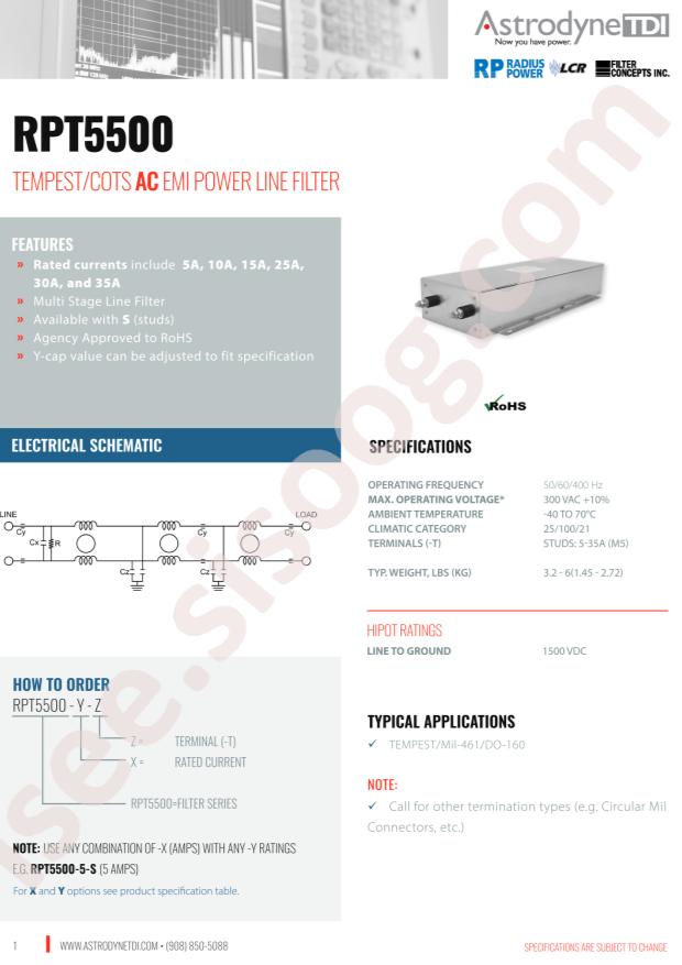 Astrodyne TDI RPT5500-10-S