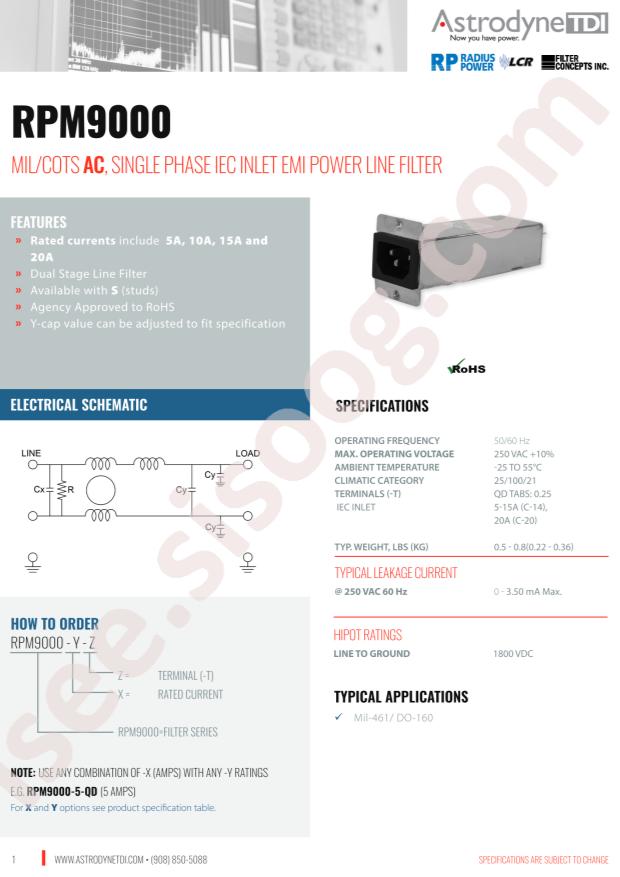 Astrodyne TDI RPM9000-5-QD