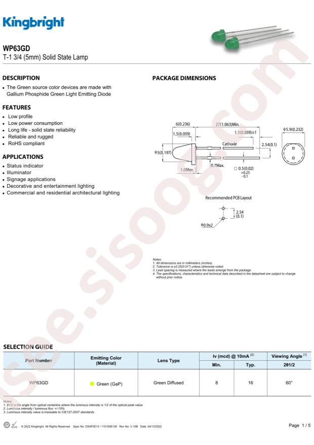 Kingbright WP63GD