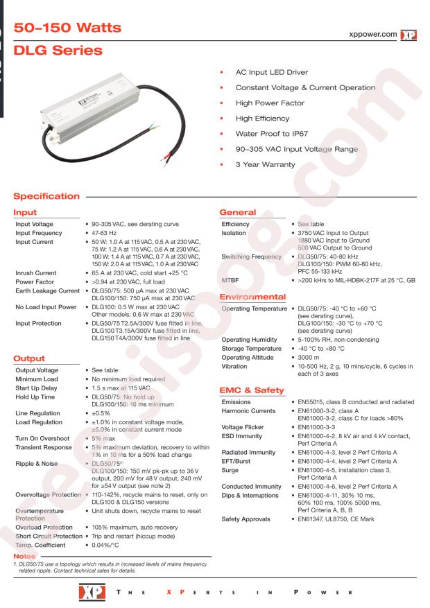 XP Power DLG75PS12