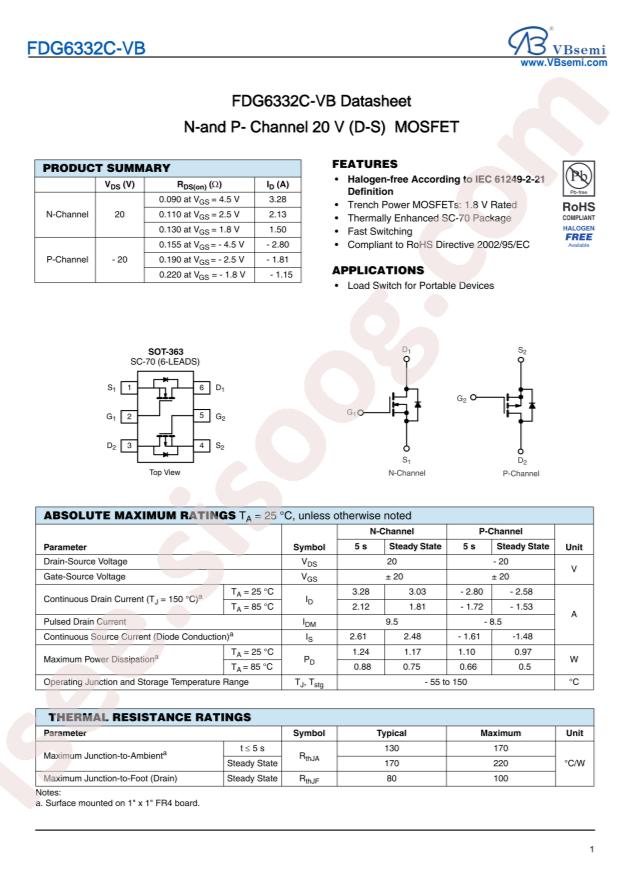 VBsemi Elec FDG6332C-VB