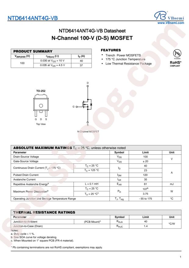 VBsemi Elec NTD6414ANT4G-VB