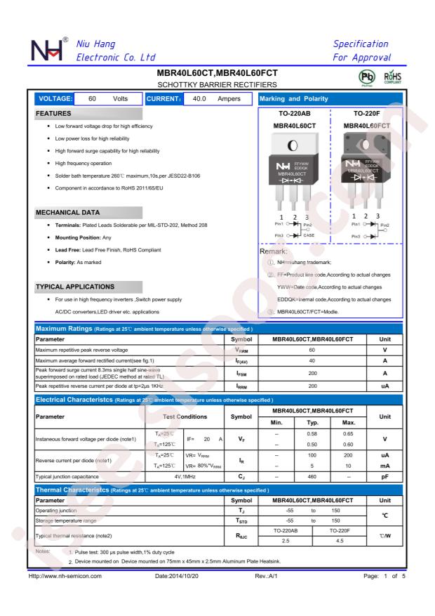 NH MBR40L60FCT