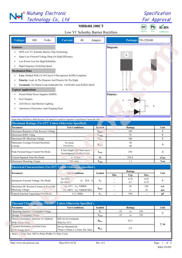 NH MBR40L100CT