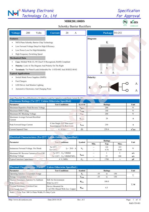 NH MBR20L100DS