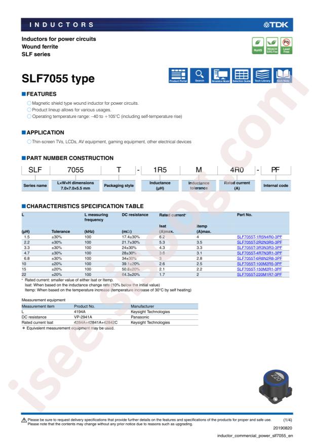 TDK SLF7055T-150M2R1-3PF