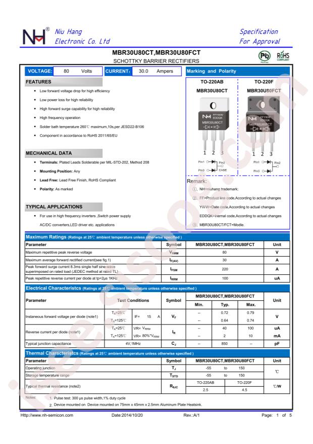 NH MBR30U80CT