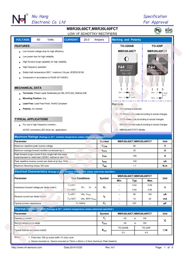 NH MBR20L60FCT