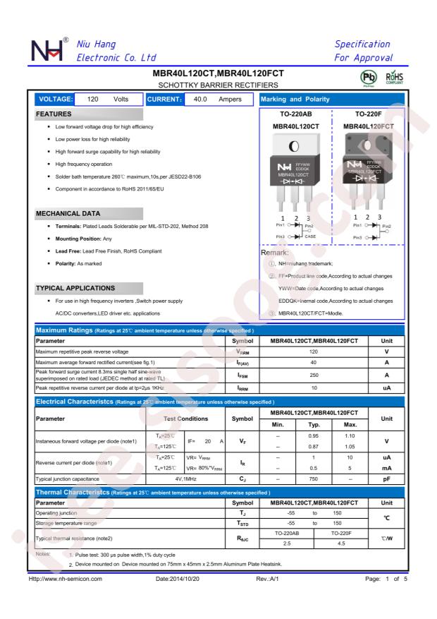 NH MBR40L120FCT