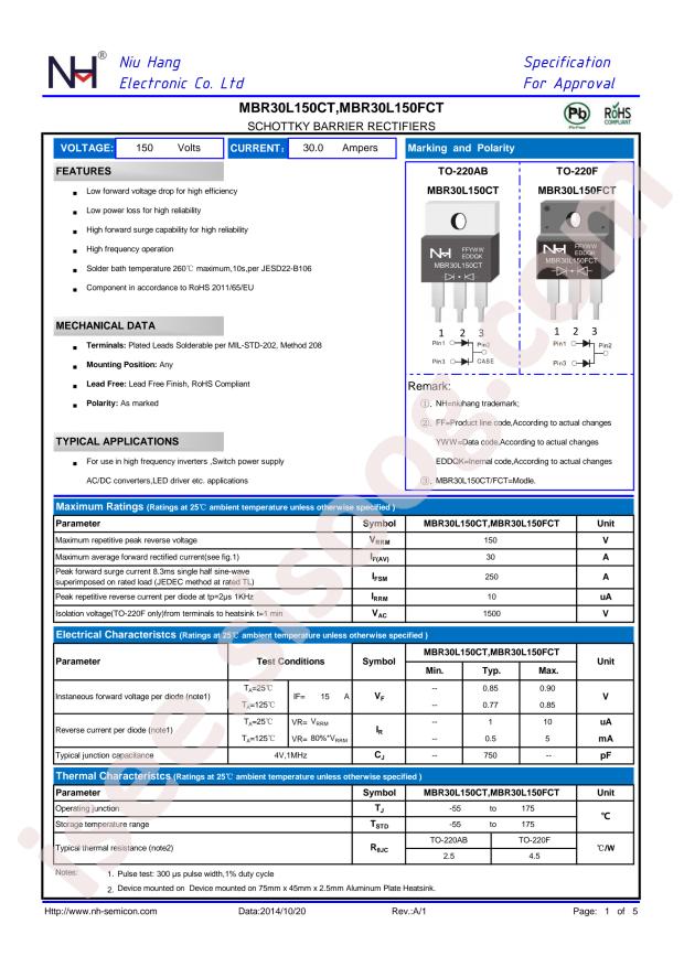NH MBR30L150FCT