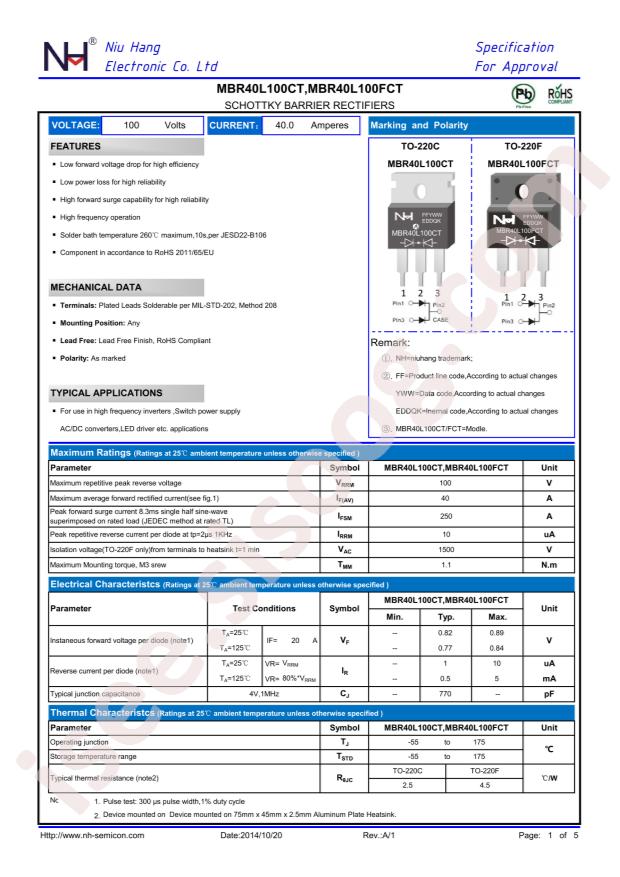 NH MBR40L100FCT