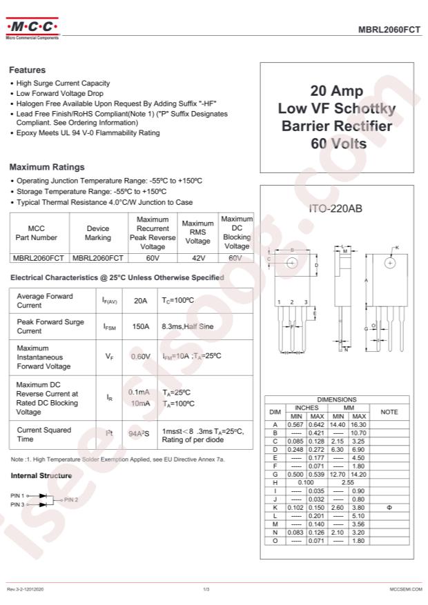 MCC MBRL2060FCT-BP