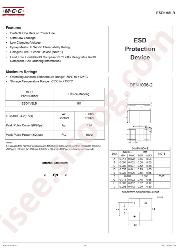 MCC ESD1V8LB-TP