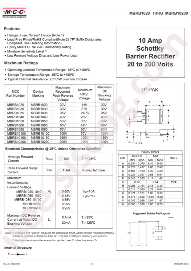 MCC MBRB10200-TP