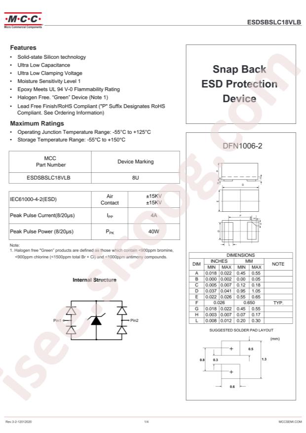 MCC ESDSBSLC18VLB-TP