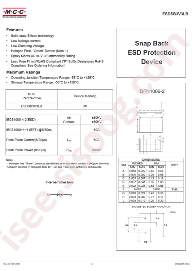 MCC ESDSB3V3LB-TP