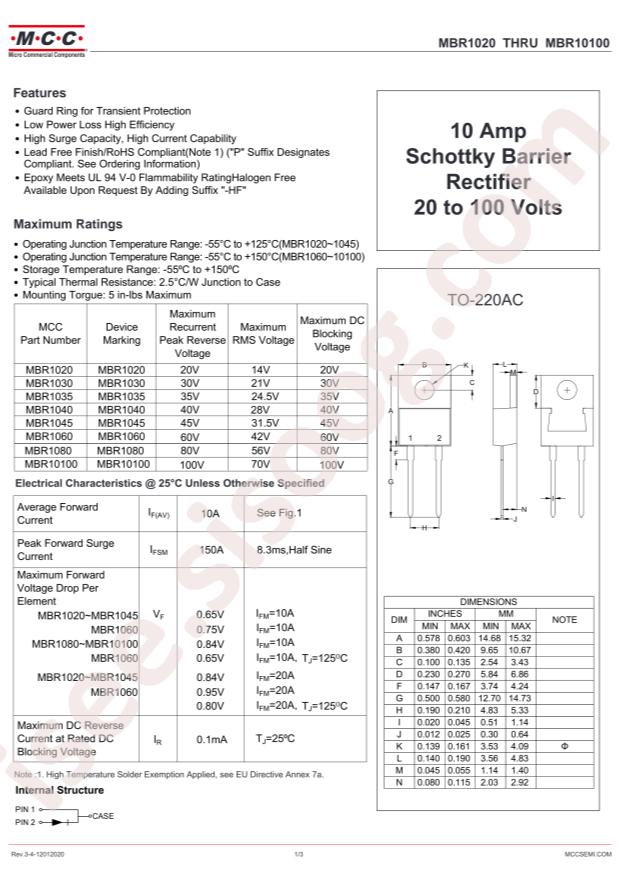 MCC MBR1030-BP