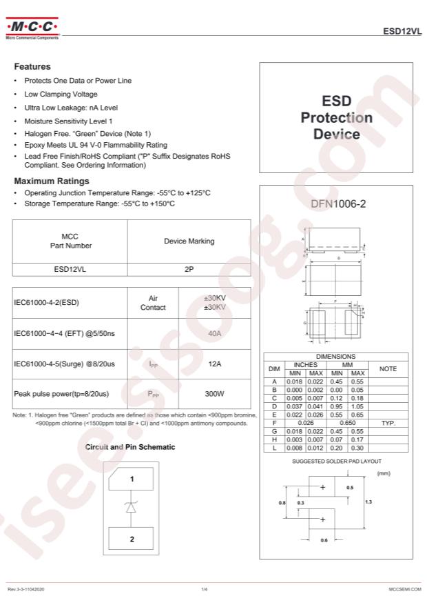 MCC ESD12VL-TP