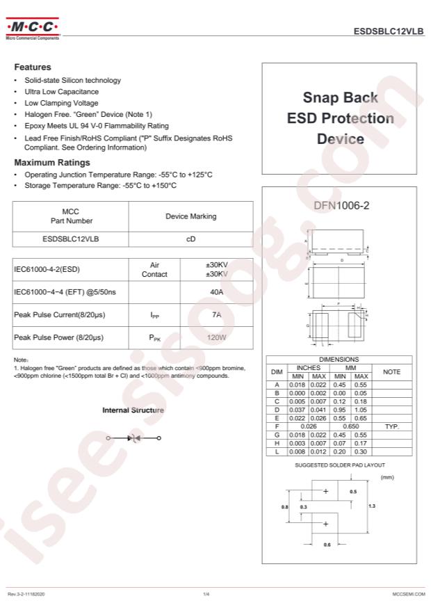 MCC ESDSBLC12VLB-TP