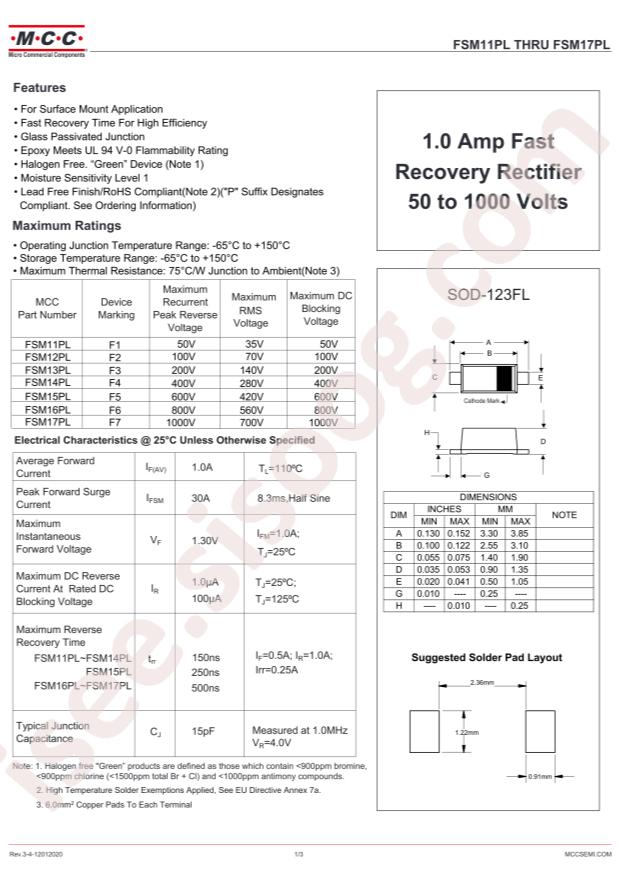 MCC FSM16PL-TP