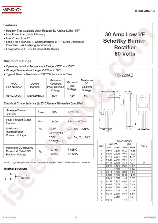 MCC MBRL3060CT-BP
