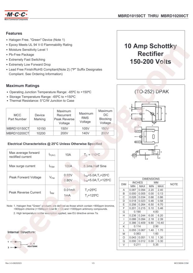 MCC MBRD10200CT-TP