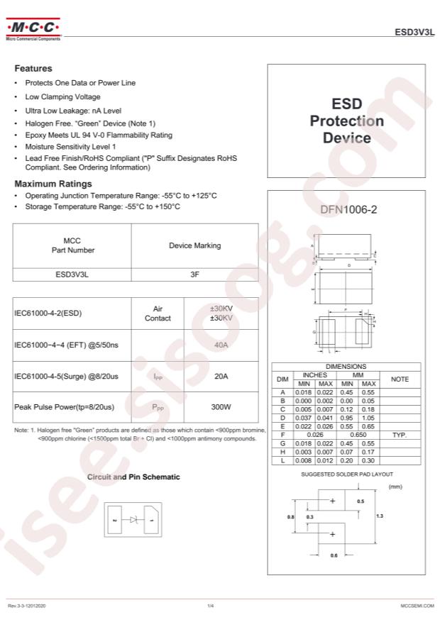 MCC ESD3V3L-TP