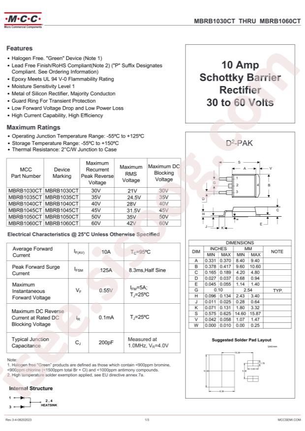 MCC MBRB1045CT-TP