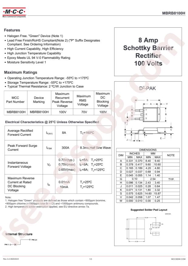 MCC MBRB8100H-TP